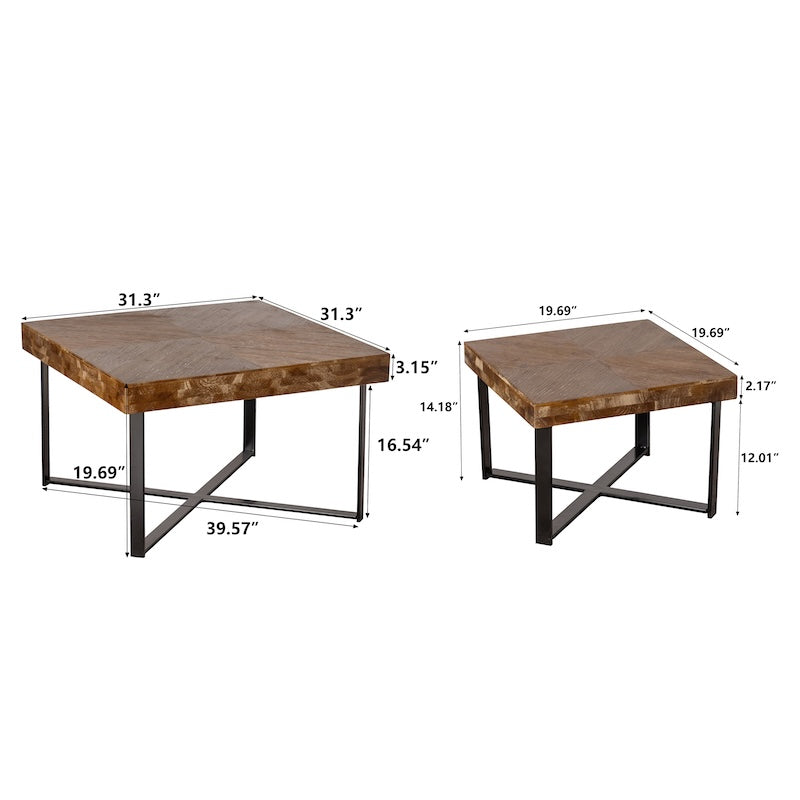 Velveta 2PC Modern Accent Table Set with Cross Legs