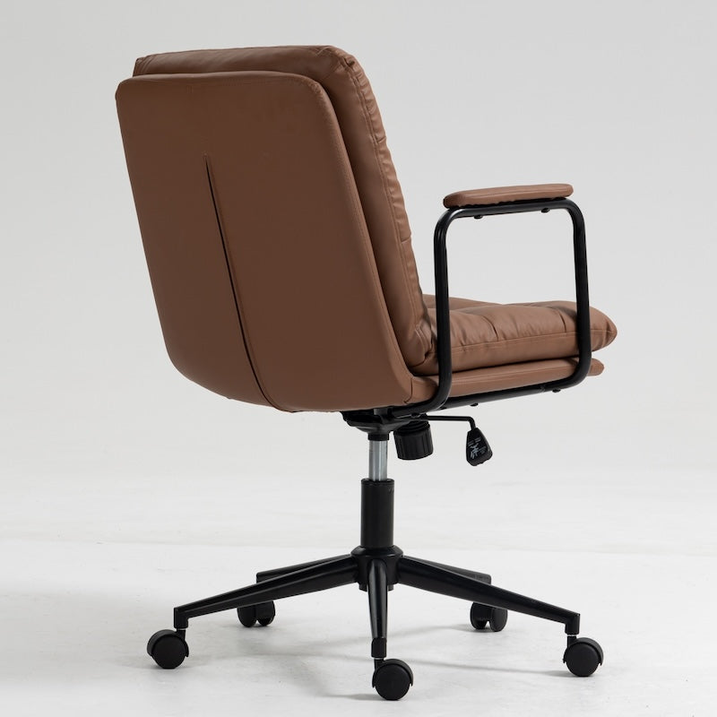 Skylark Mid-Back PU Leather Swivel Office Chair - Brown