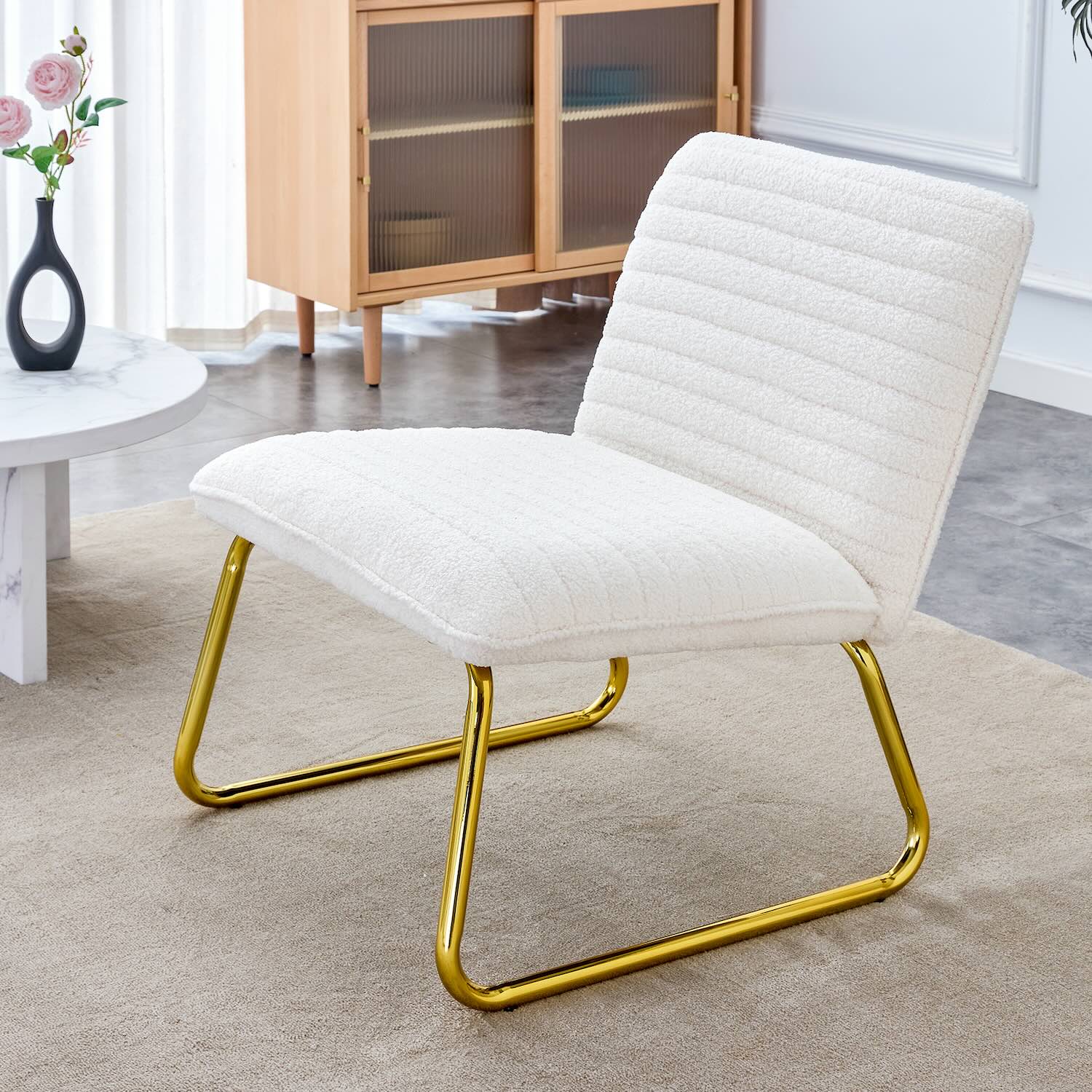 Imon Modern Minimalist Accent Chair White & Gold