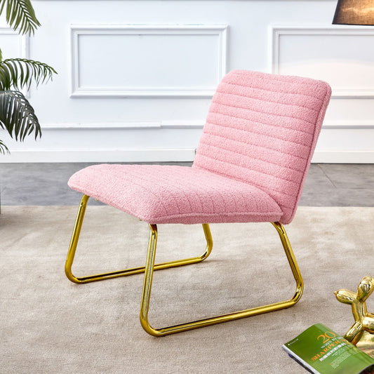 Imon Modern Minimalist Accent Chair Pink & Gold