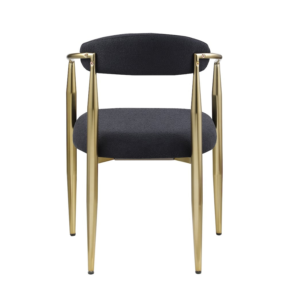 Erin Mid-Century Modern Dining Chairs Set of 2 Black Boucle & Gold