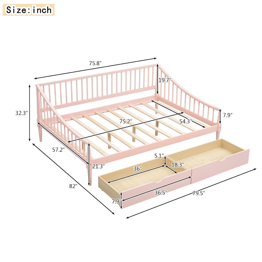 Quinn Full Size Daybed & Storage Trundle Set - Pink