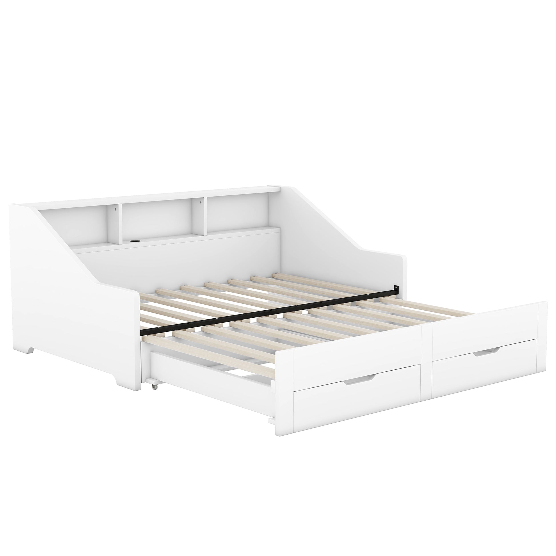 Maxwell Twin Size Daybed with Trundle & Storage - White