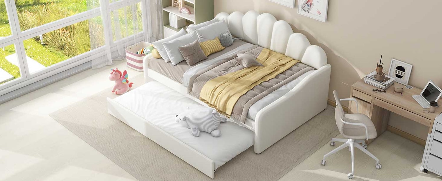 Ronja Contemporary Full Size Daybed - Beige Velvet