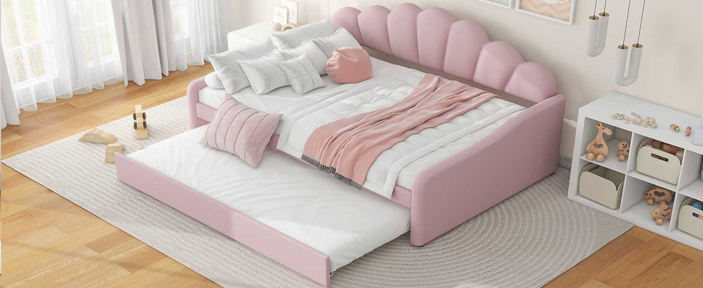 Ronja Contemporary Full Size Daybed - Pink Velvet