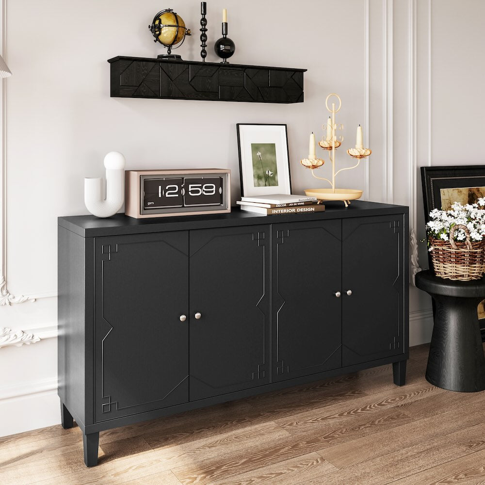 Zenara Modern Matte Black Accent Cabinet