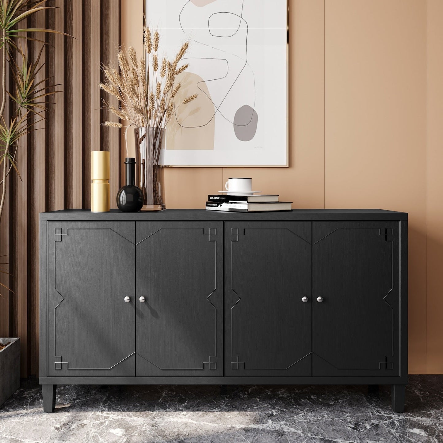 Zenara Modern Matte Black Accent Cabinet