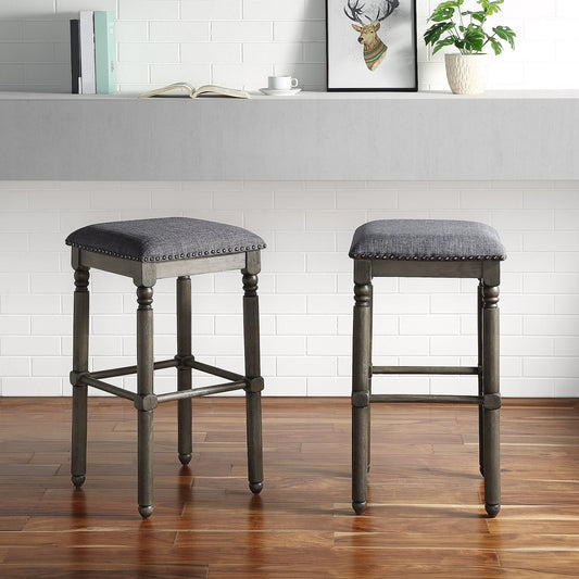 Arnhem Farmhouse Style Bar Stools Set of 2 Gray