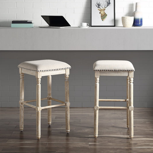 Arnhem Farmhouse Style Bar Stools Set of 2 Tan