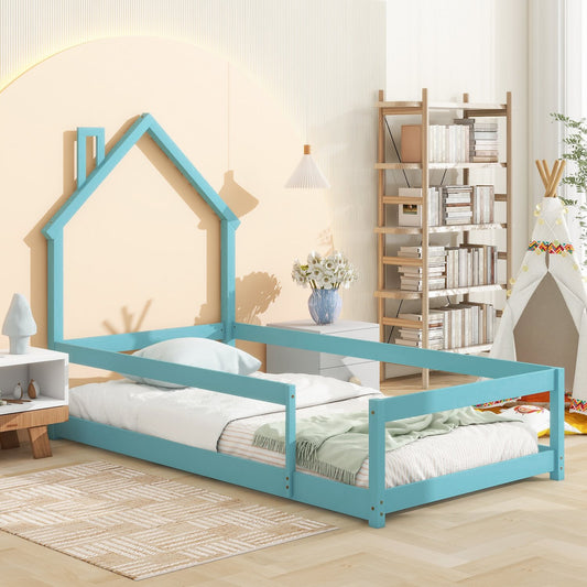 Anderson Twin Size Wooden Bed with House Shape Headboard