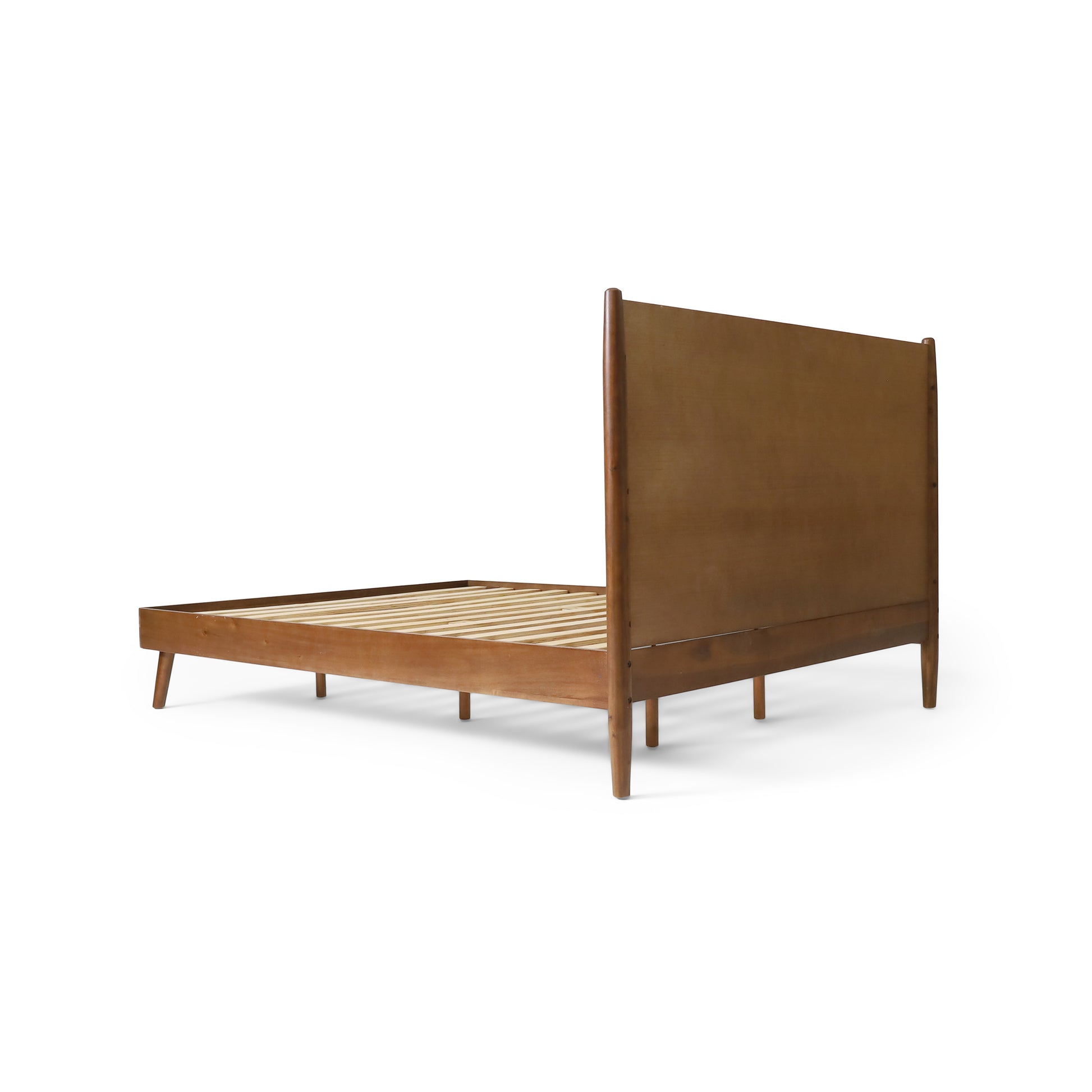 Calliope Mid-Century Modern Solid Wood Platform Bed, Brown