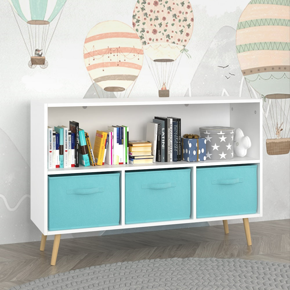 Moonriver Youth Bookcase with Collapsible Fabric Drawers