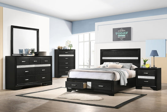 Seiad Queen Platform Storage Bedroom Set - Black