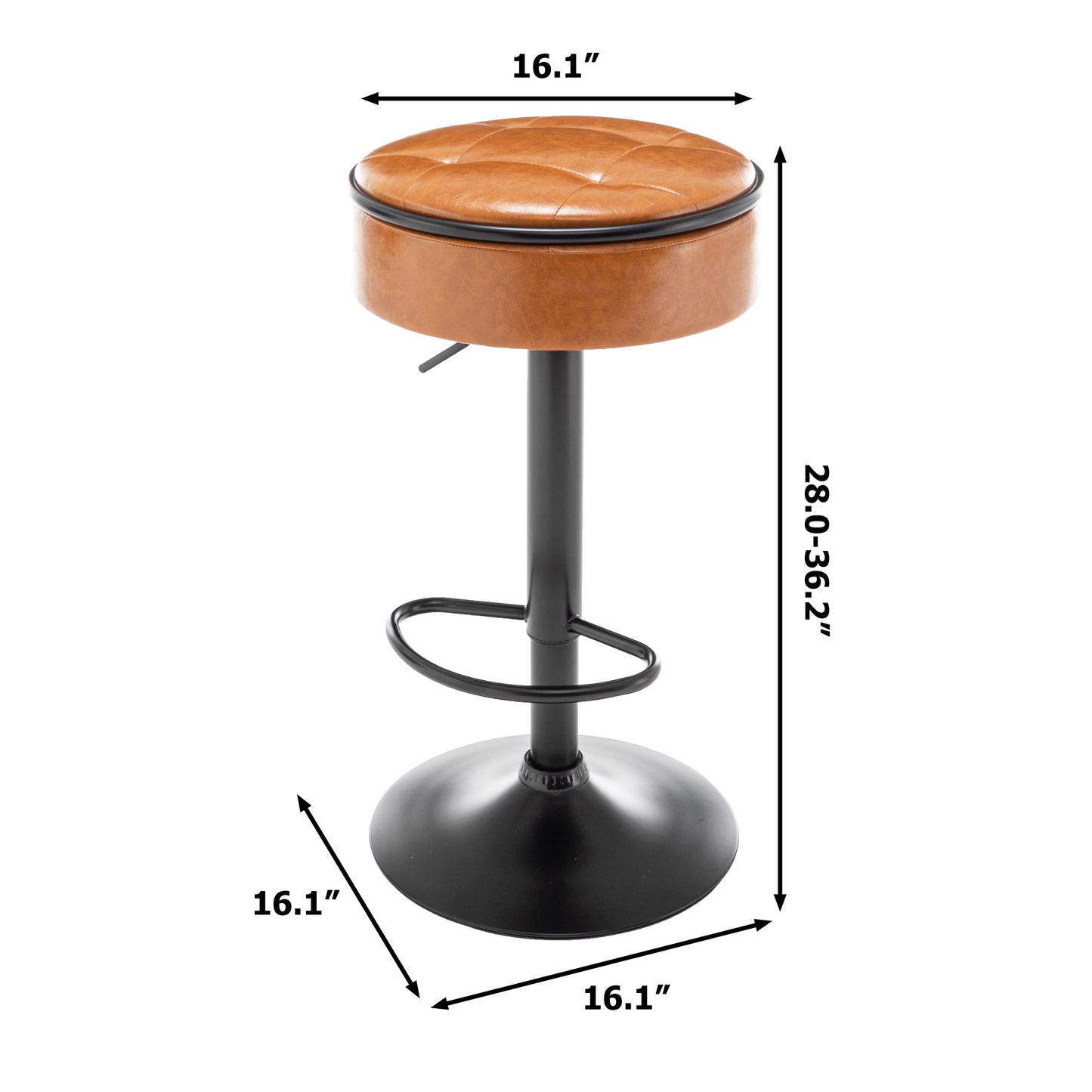 Nyxara Faux Leather 360°Counter Height Adjustable Swivel Bar Stool Set of 2 Brown