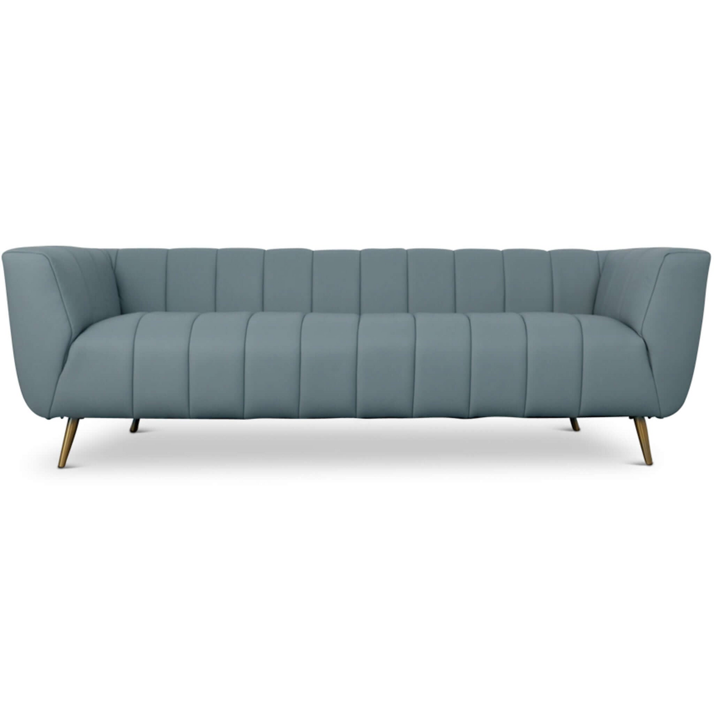 LaMattina Genuine Italian Leather Channel Tufted Sofa, Blue