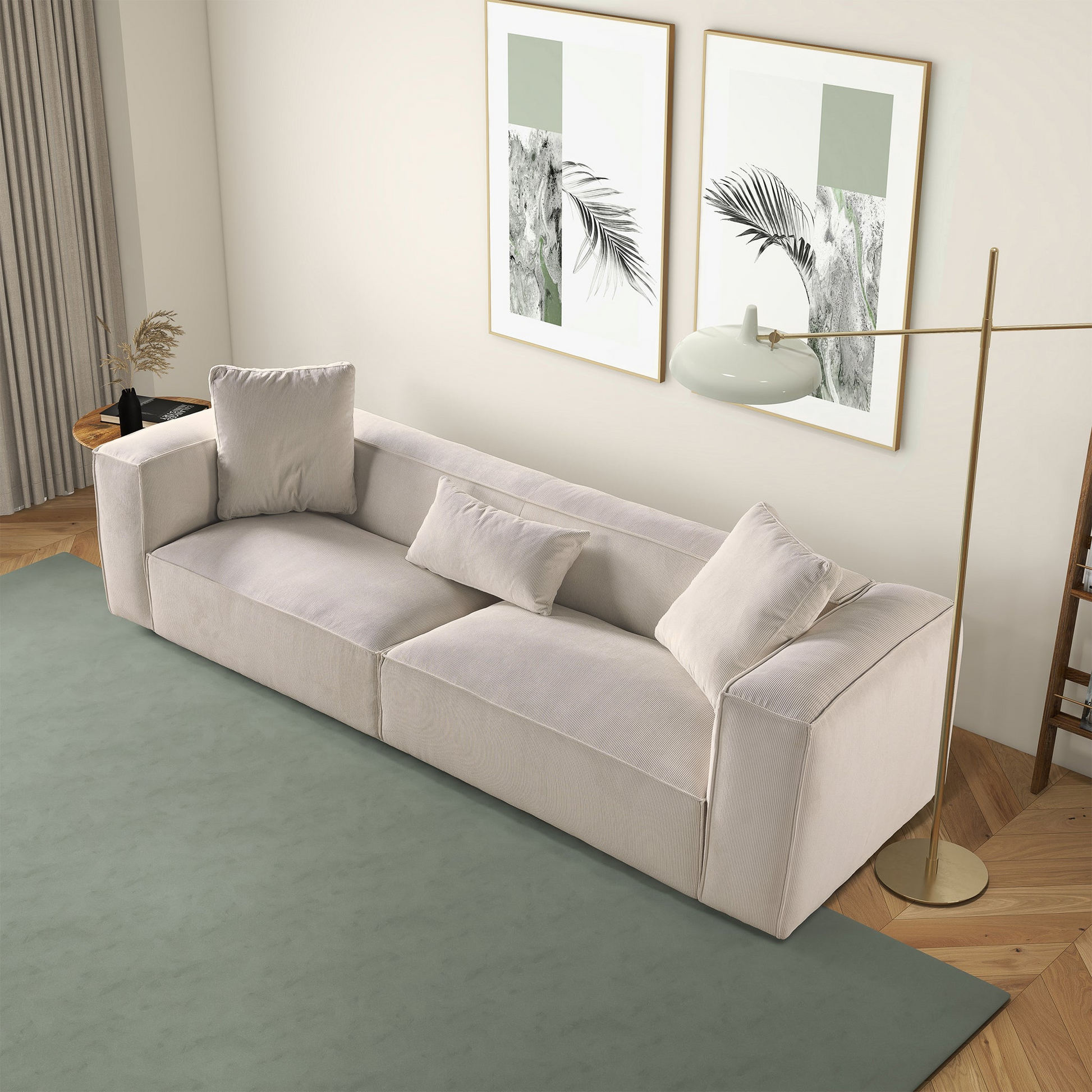 Conner 110" Modern Cream Corduroy Sofa