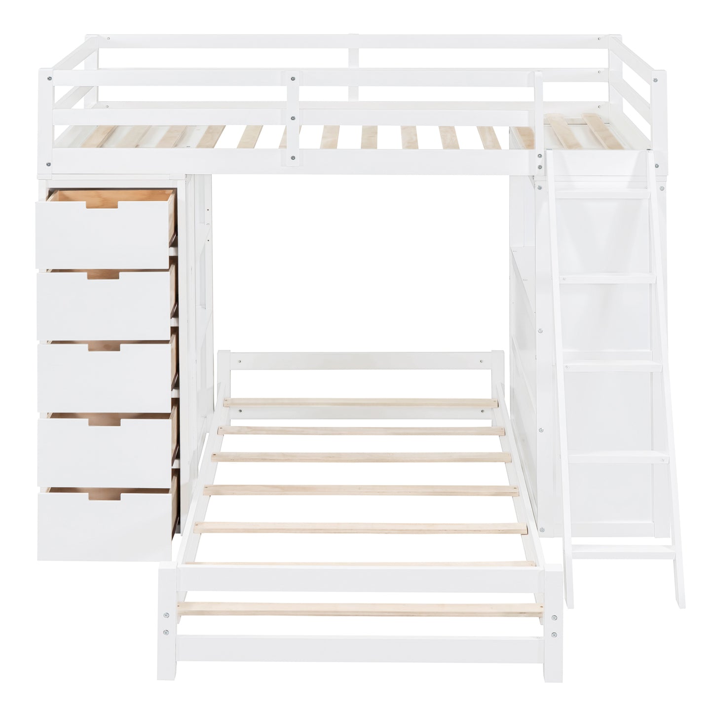 Ward Twin over Twin Bunk Bed with LED Light and USB Ports, White