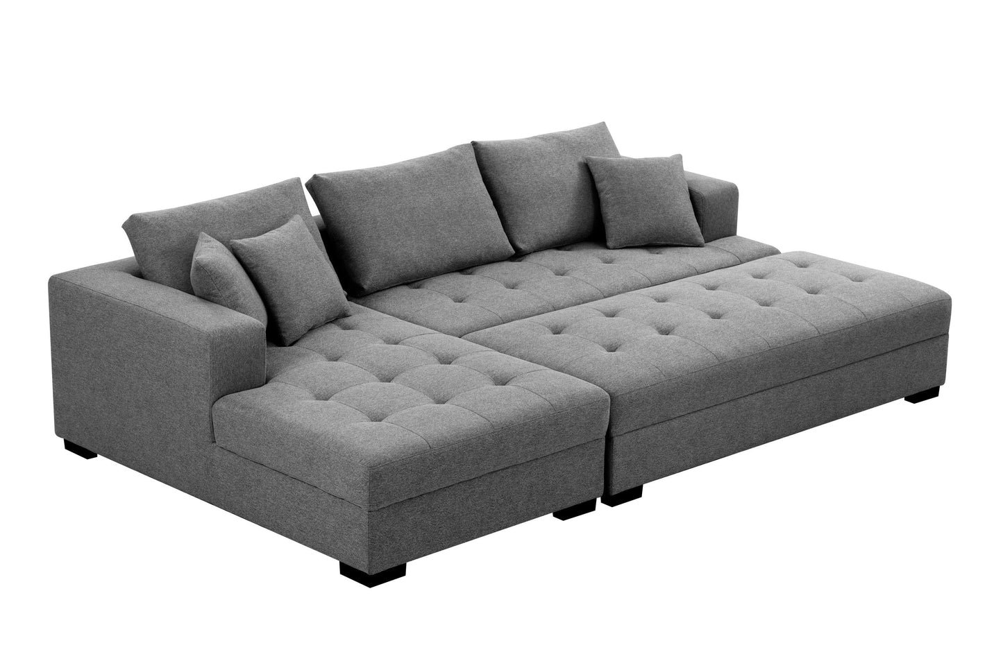 Jansen 111'' L-Shape Sectional & Ottoman Set - Dark Gray