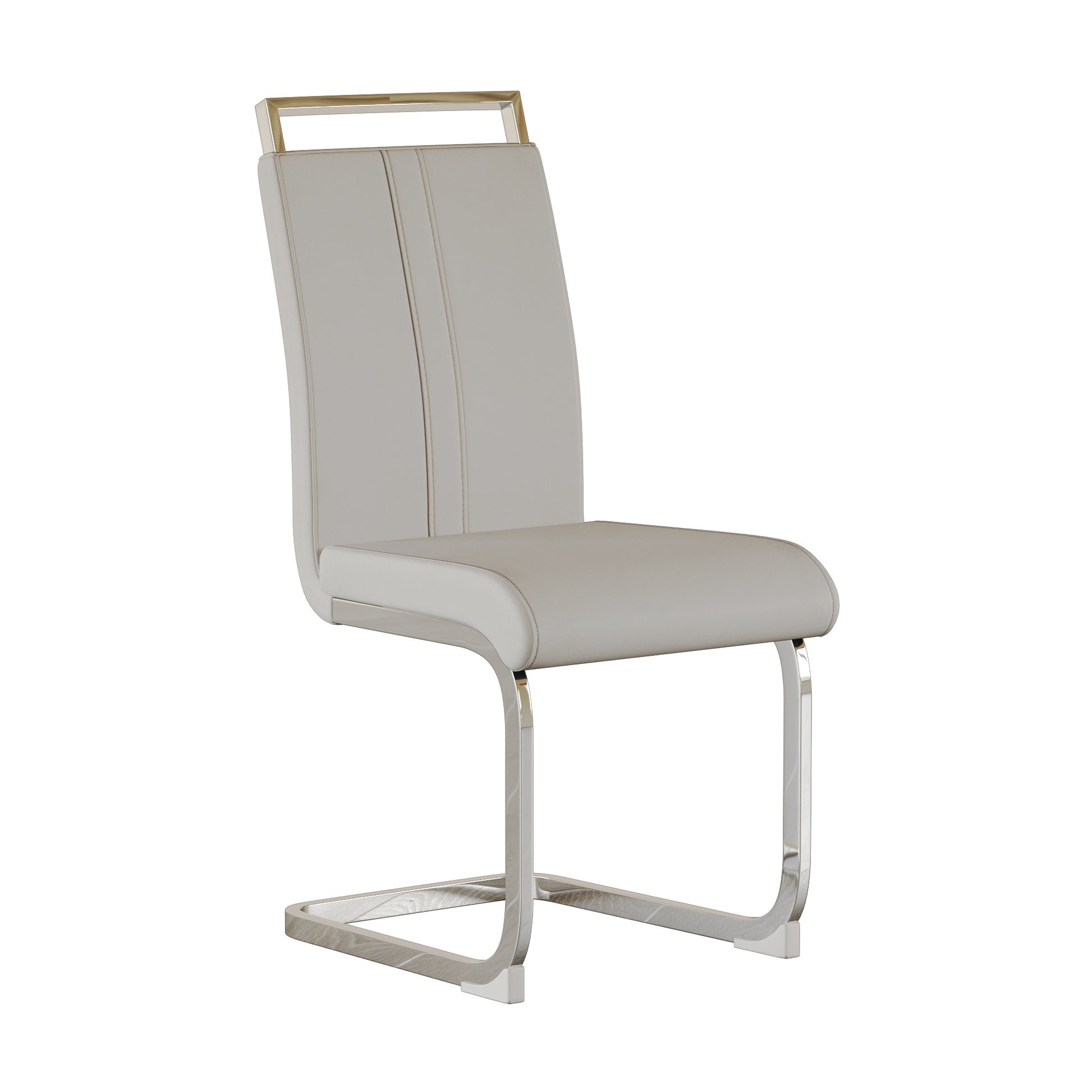 Astrid Modern PU Leather Side Chairs with Silver Legs, White