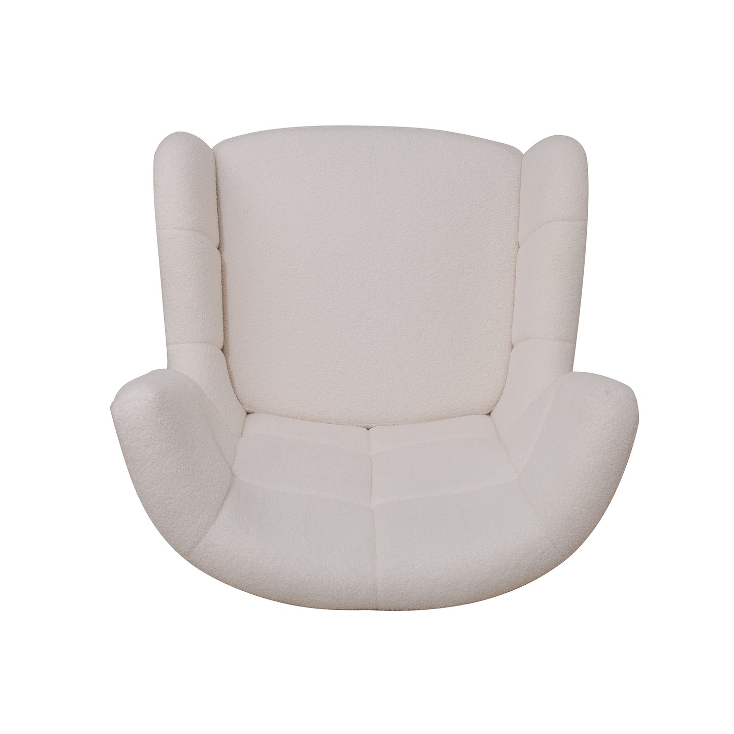 Calista Ivory White Teddy Fabric Mid-Century Accent Chair