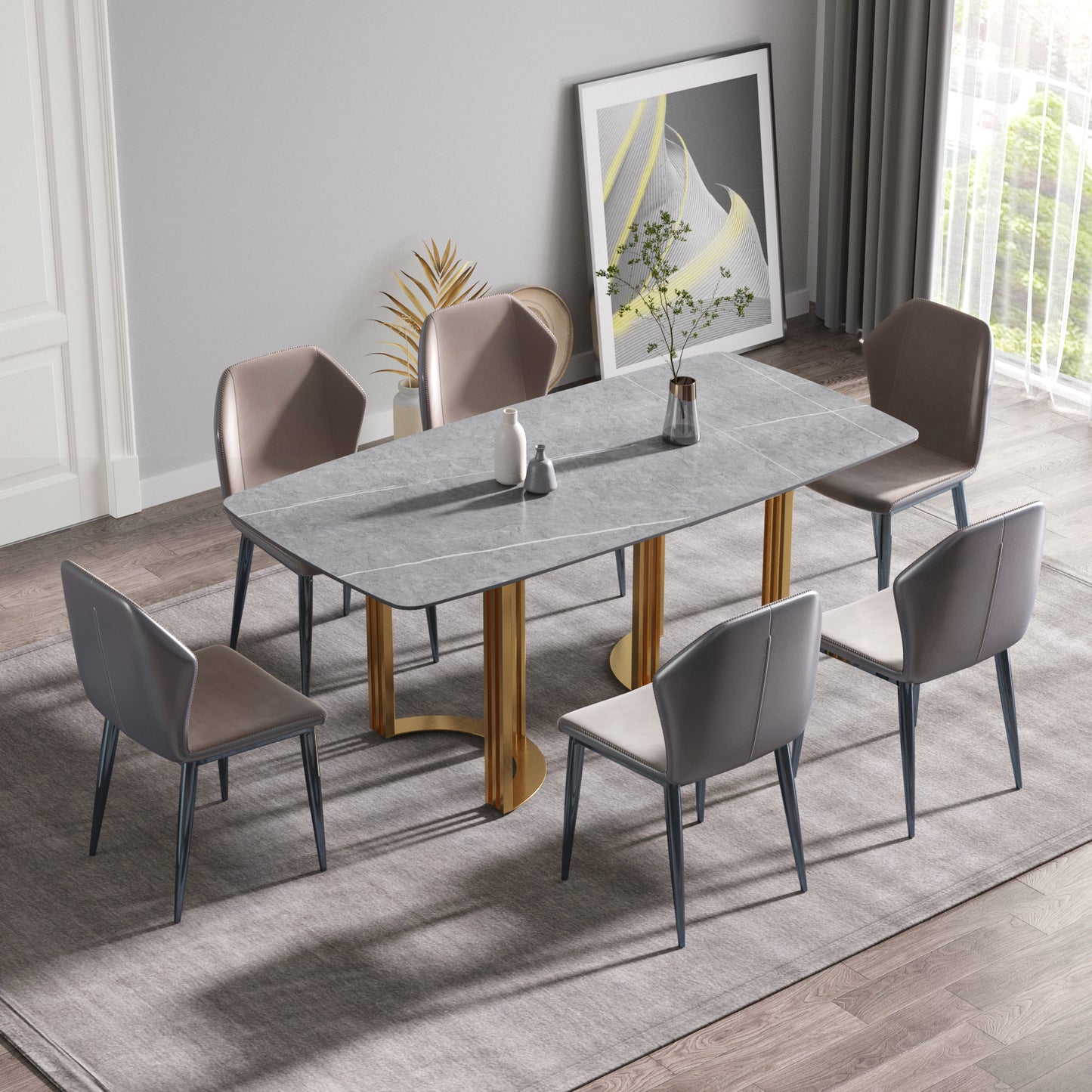 Moto II 70.8" Modern Gray Sintered Stone Dining Table