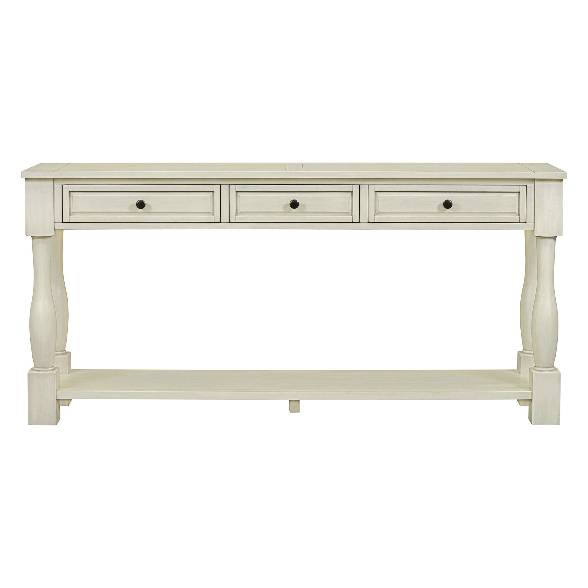 Xyla 63" Traditional 3-Drawer Console Table with Lower Shelf, White