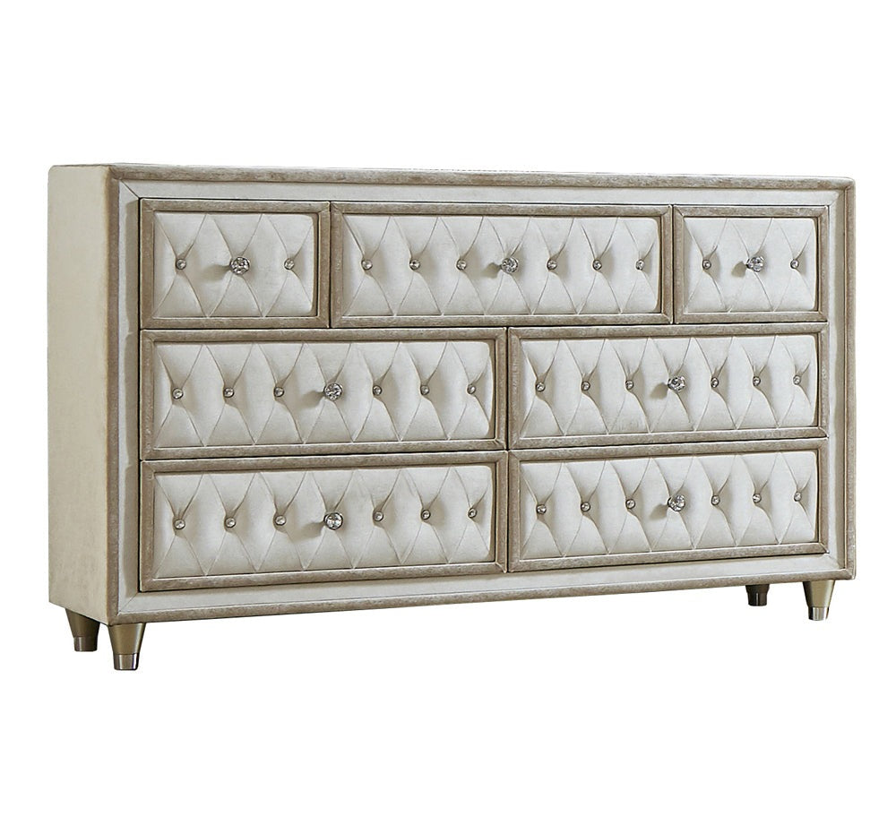 Antonella Upholstered Queen Bed Ivory and Camel