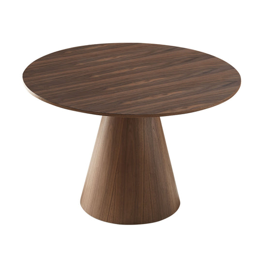 Bernard 47" Mid-Century Modern Round Dining Table, Walnut