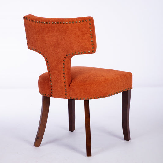 Magen Mid-Century Modern Linen Side Chairs Set of 2 , Orange