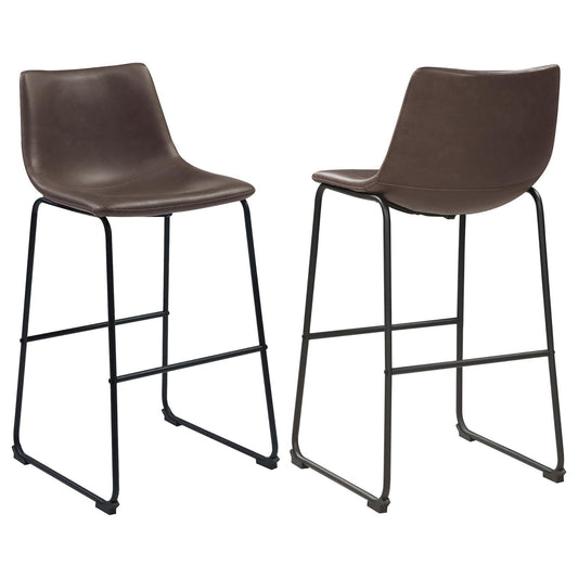 Vail Brown and Black Armless Bar Stool Set of 2