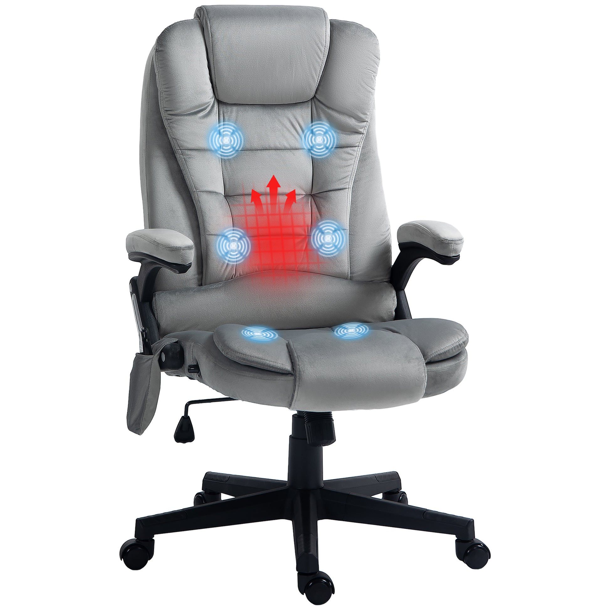 HOMCOM 6 Point Vibrating Massage Office Chair with Lumbar Heat Gray