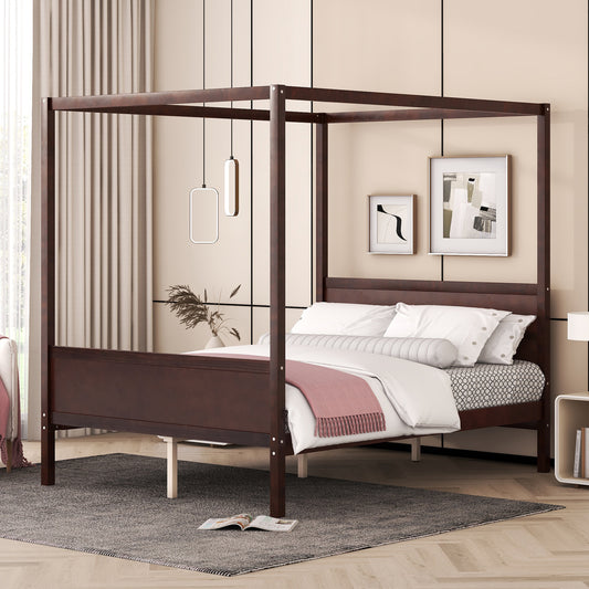 Clement Queen Size Canopy Bed, Espresso