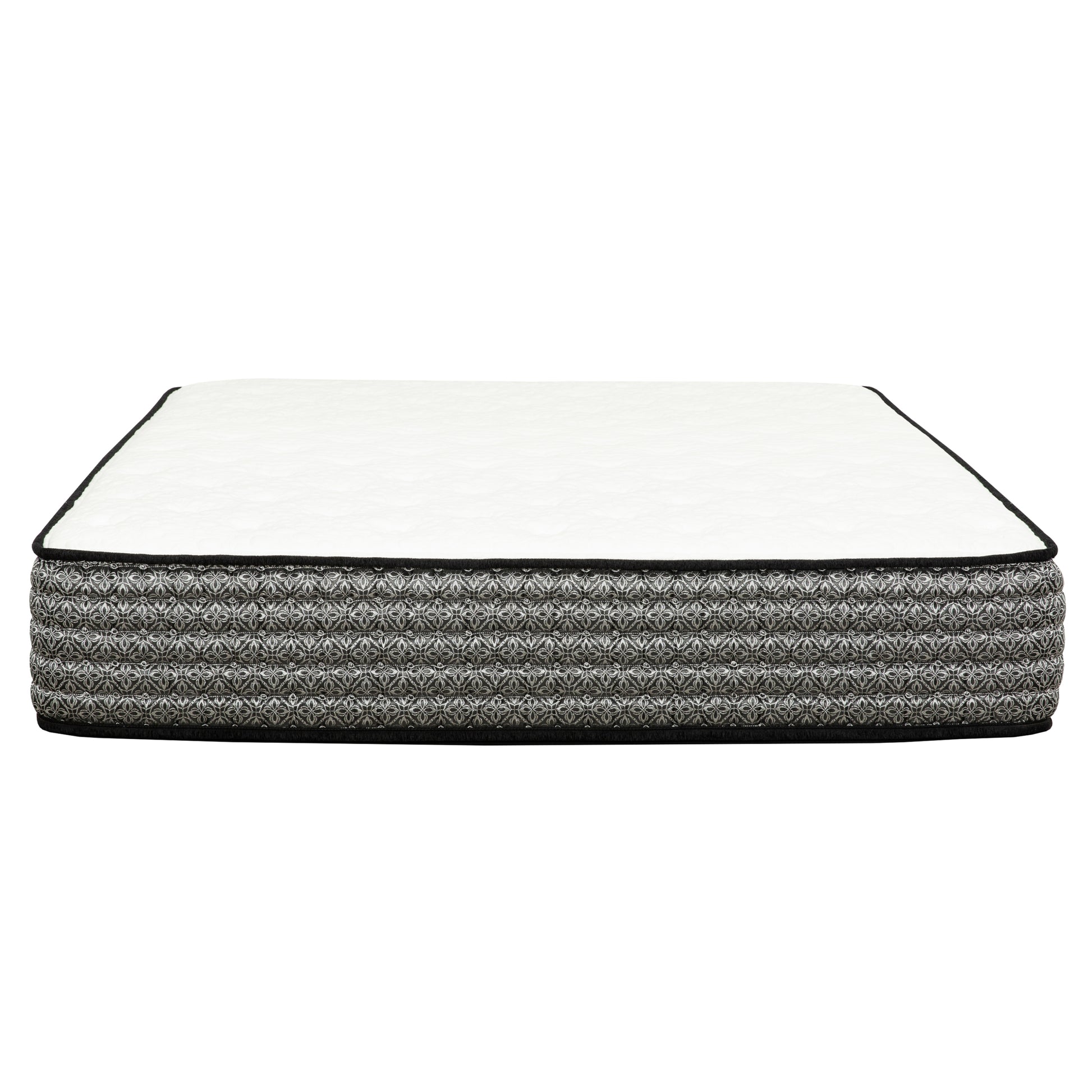 Premium 12 in. King Size Pocket Coil Hybrid Mattress, Plush Gel Memory Foam Mattress, White/Gray