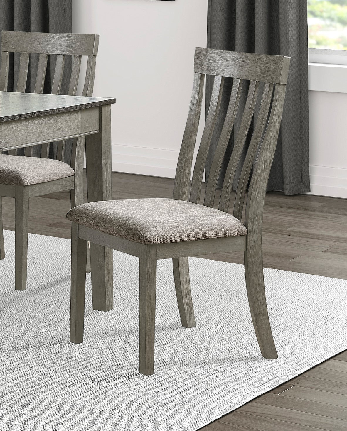 Adeline Vertical Slat Back Solid Wood Side Chairs Set of 2 Gray