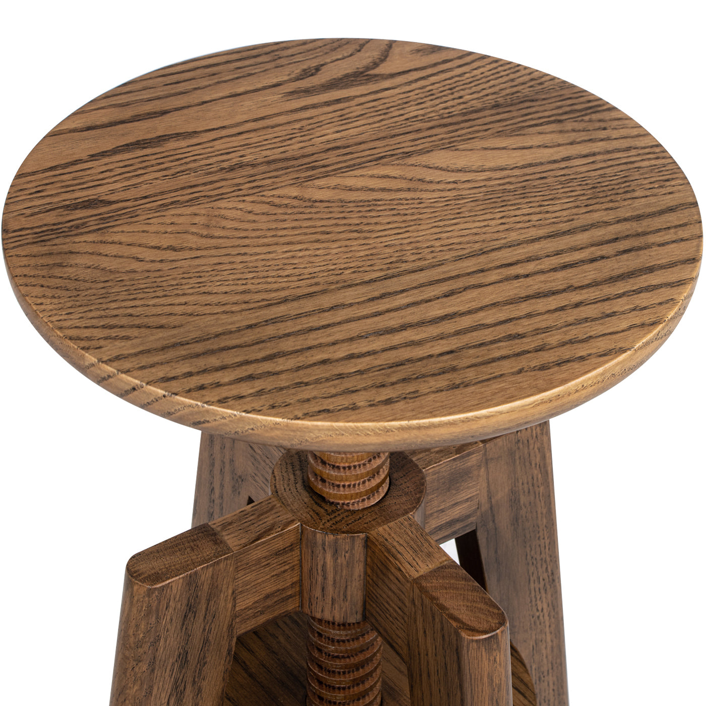 Spencer Minimalist Oak Wood Adjustable Bar Counter Stool, Walnut Brown Oak Wood