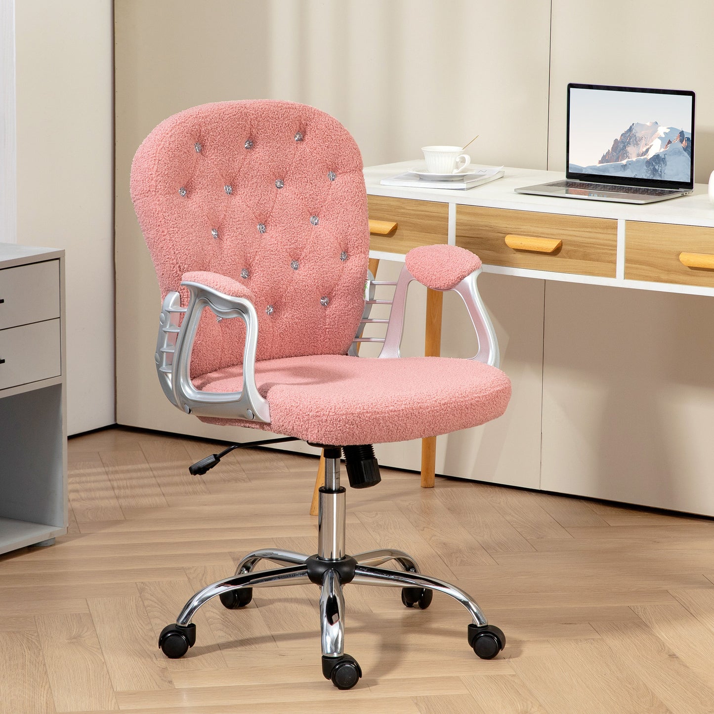 Vinsetto Teddy Fleece Office Chair, Pink