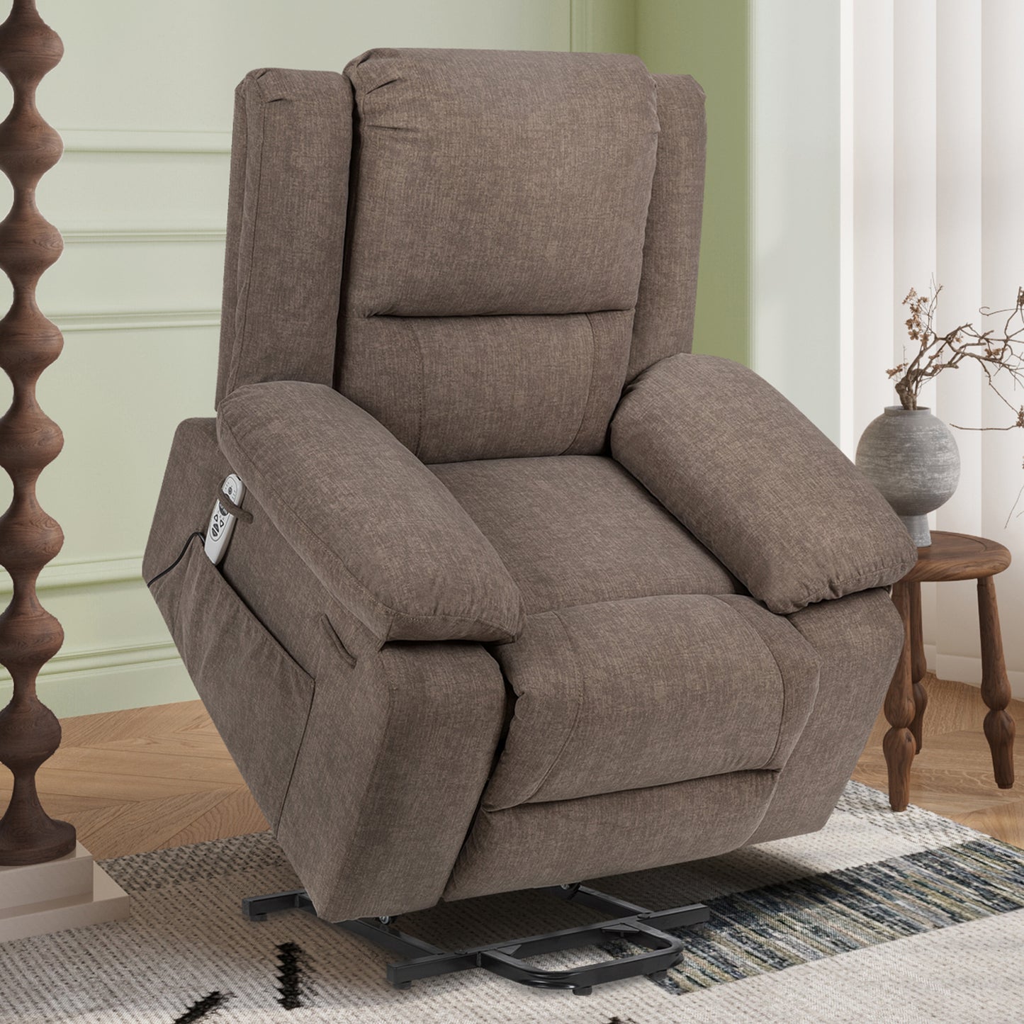 Elgen Power Lift Recliner with Massage & Heat, Brown