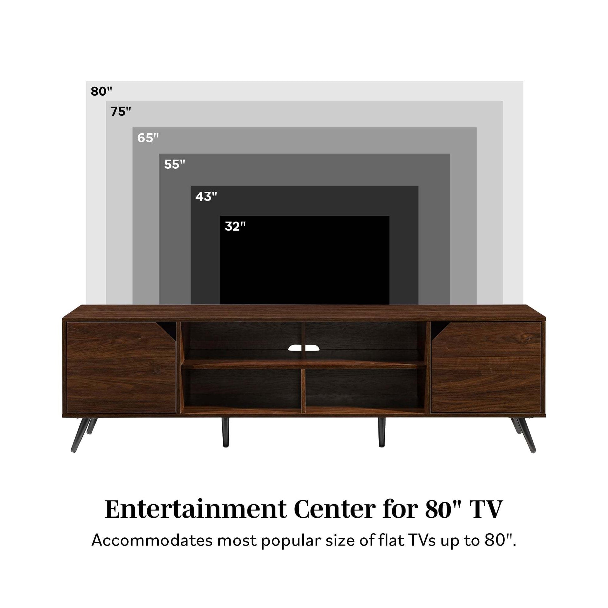 Helena Contemporary 2-Door Minimalist TV Stand for TVs up to 80 inches – Dark Walnut