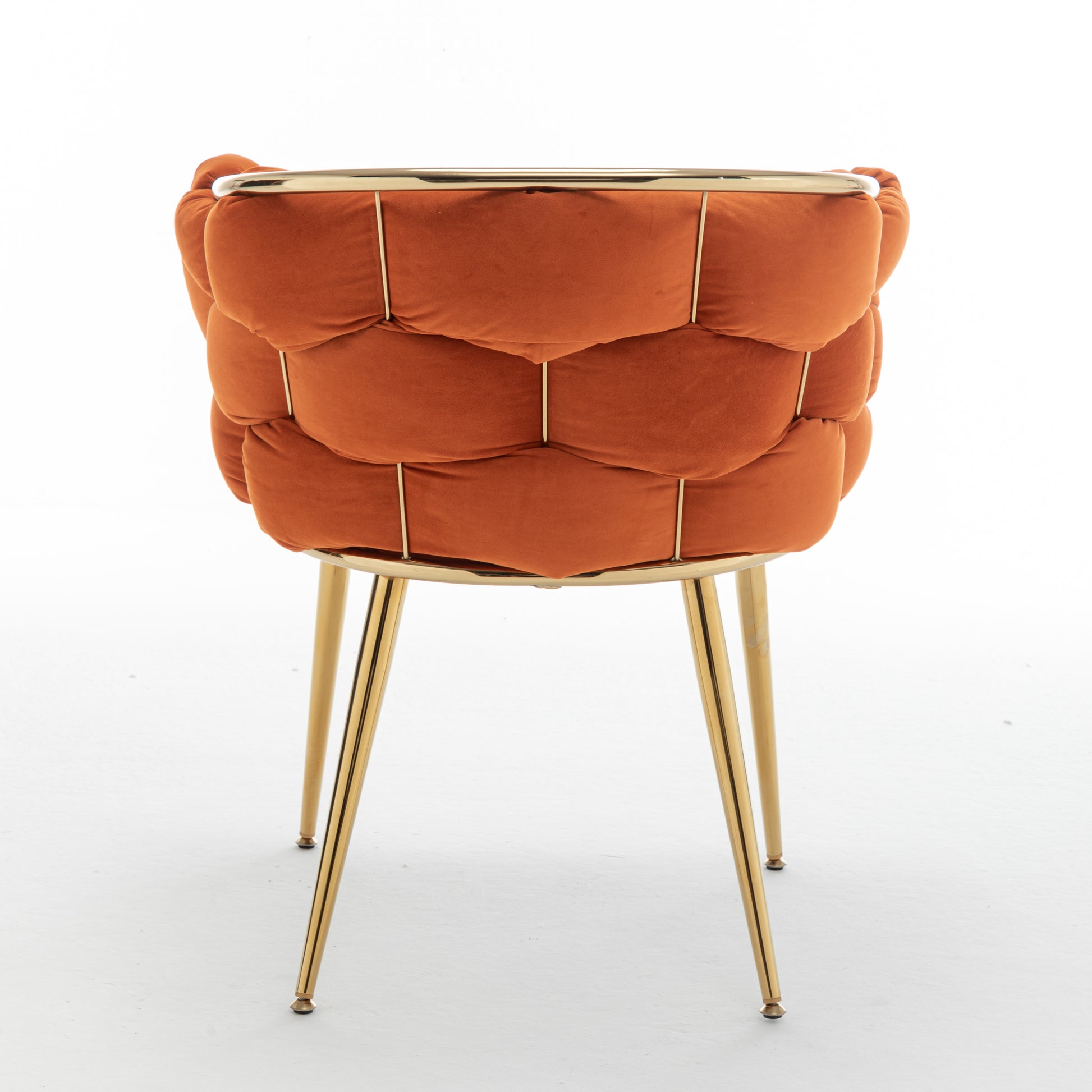 Sharon Modern Woven Velvet Accent Chair with Gold Legs, Orange