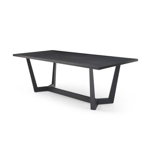 Thelma 86" Mid-Century Modern Dining Table, Matte Black