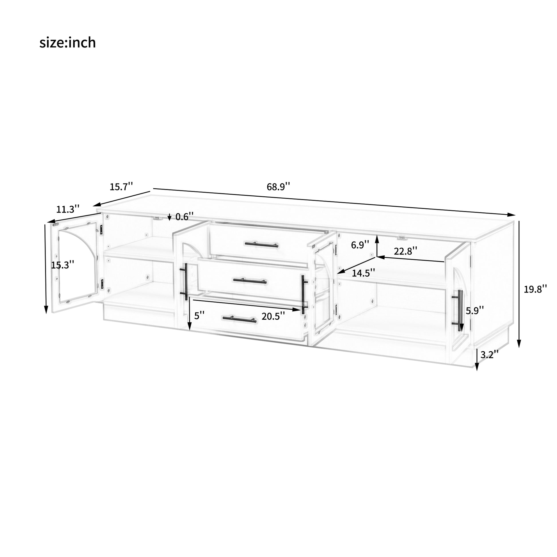 Hawthorne Modern TV Stand with Center Media Console, White