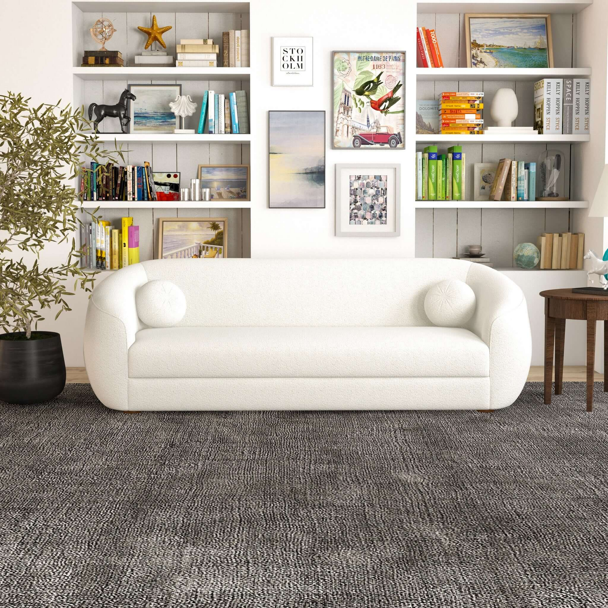 Melinda Modern Ivory Boucle Upholstered Sofa