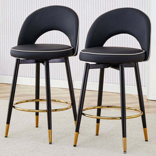 Lily 360 ° Swivel Counter Height Bar Stools, Black