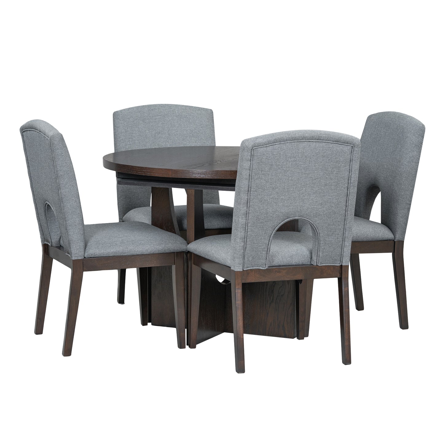 Arlington Contemporary 5-Piece Dining Set in Espresso with Gray Chairs