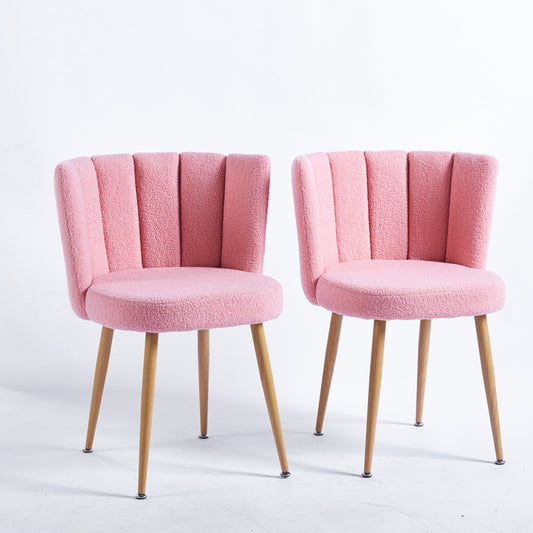 Nixie Morn Faux Fur Side Chairs Set of 2 , Pink