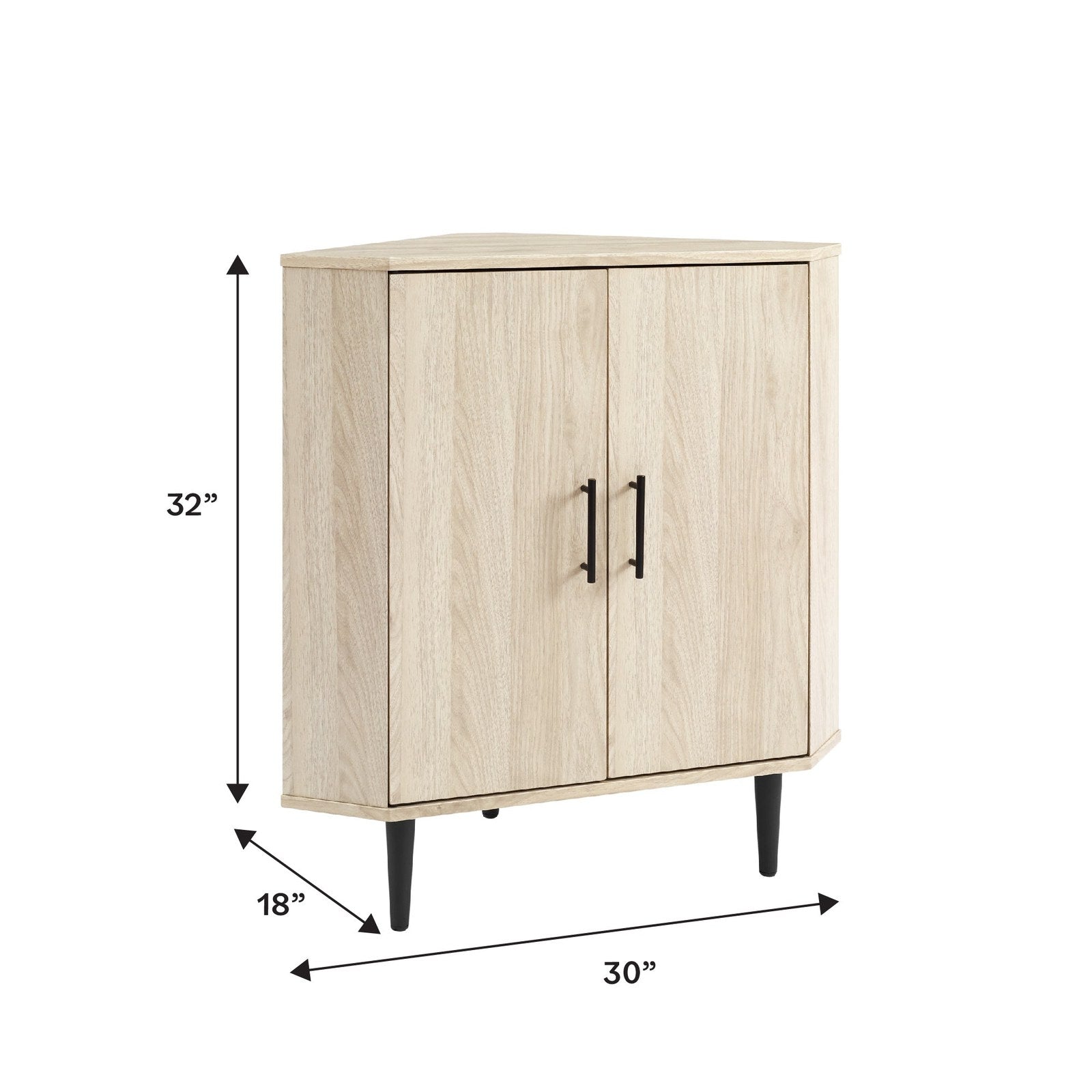 Chloe Contemporary 2-Door Mixed-Material Corner Accent Cabinet - Birch