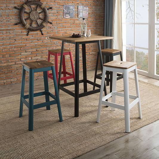 Ecklin Armless Bar Stool with Natural Finish Seat Set of 1