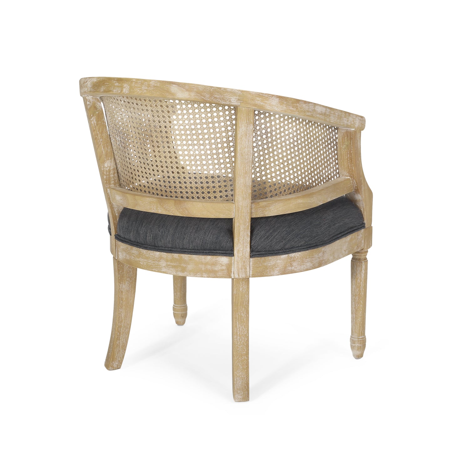 Winifred Modern Country Accent Chair with Rattan, Gray & Natural