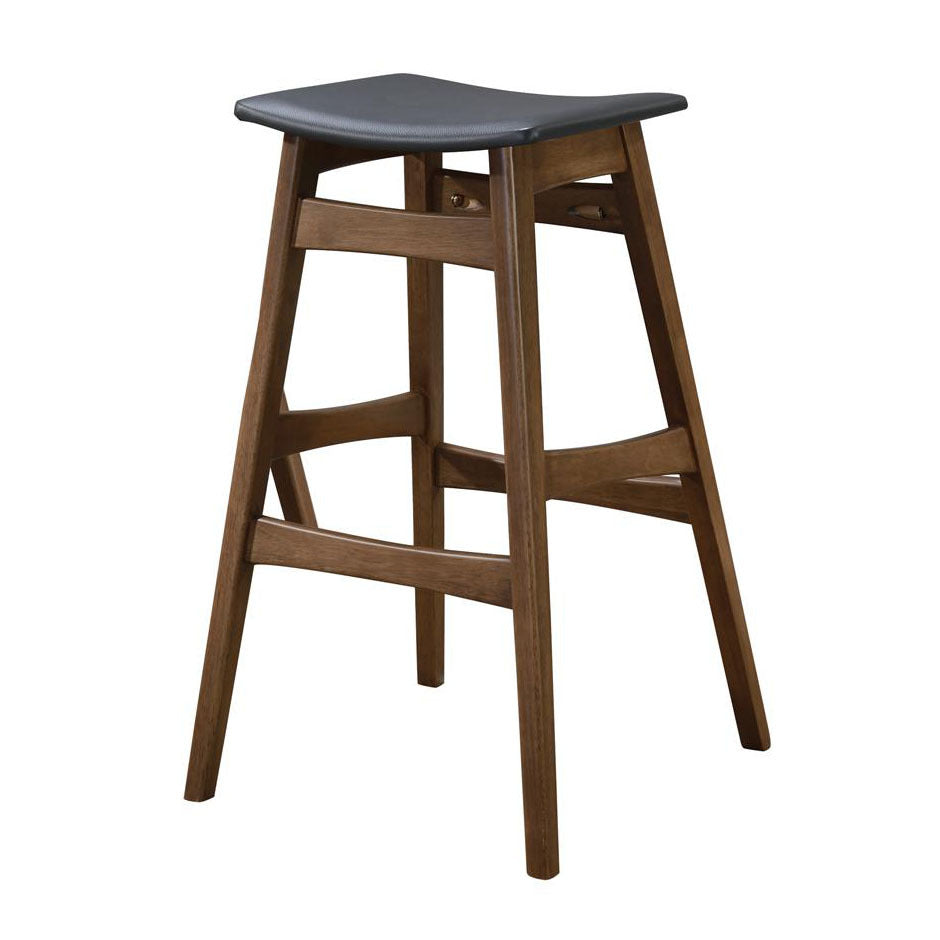 Dark Grey and Natural Walnut Bar Height Stool Set of 2