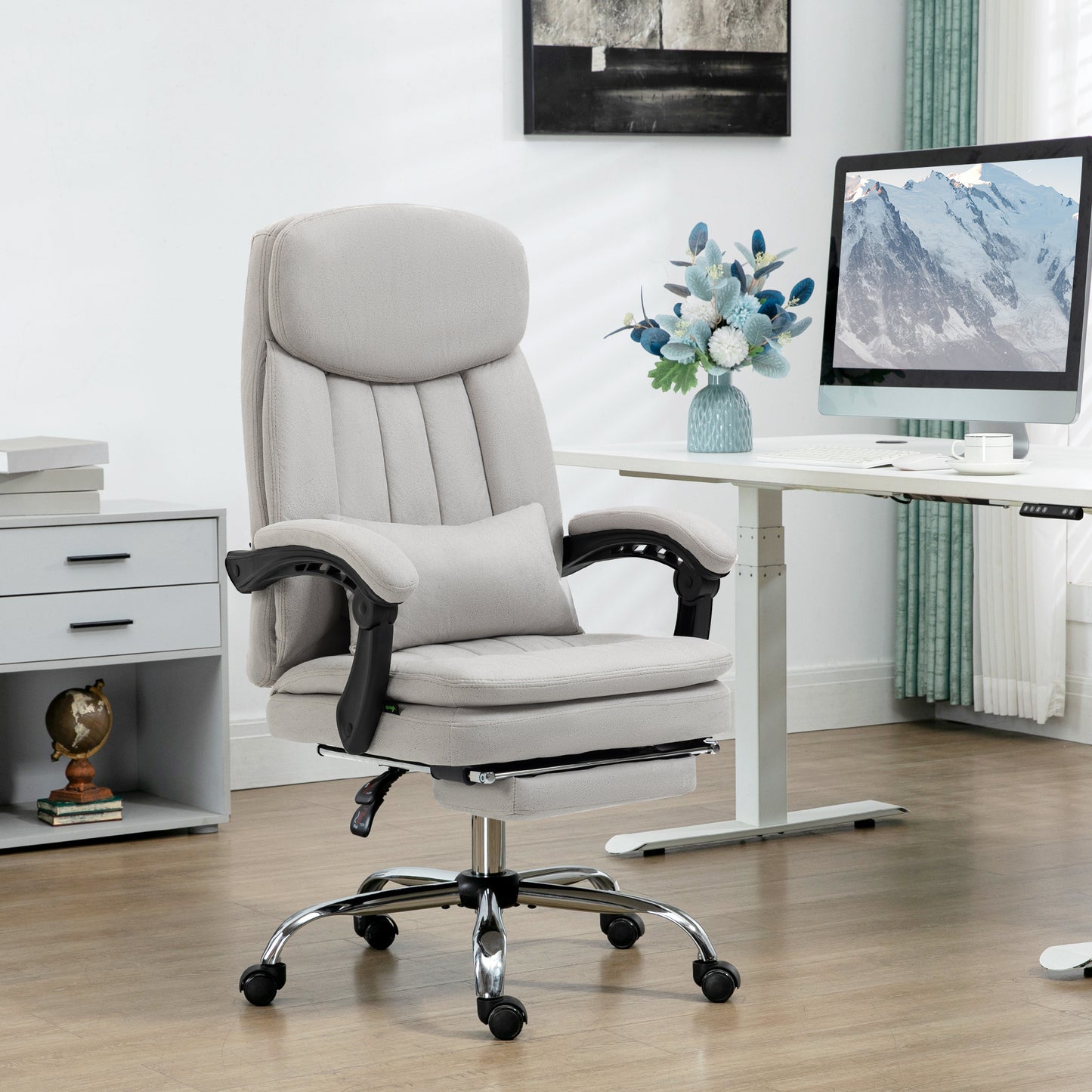 Persimmon Light Gray Microfiber Executive Office Chair